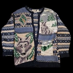 Winter Wolf Hand-Knit Sweater Cardigan